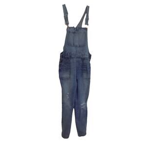 Madewell denim overalls distressed ripped size Medium
